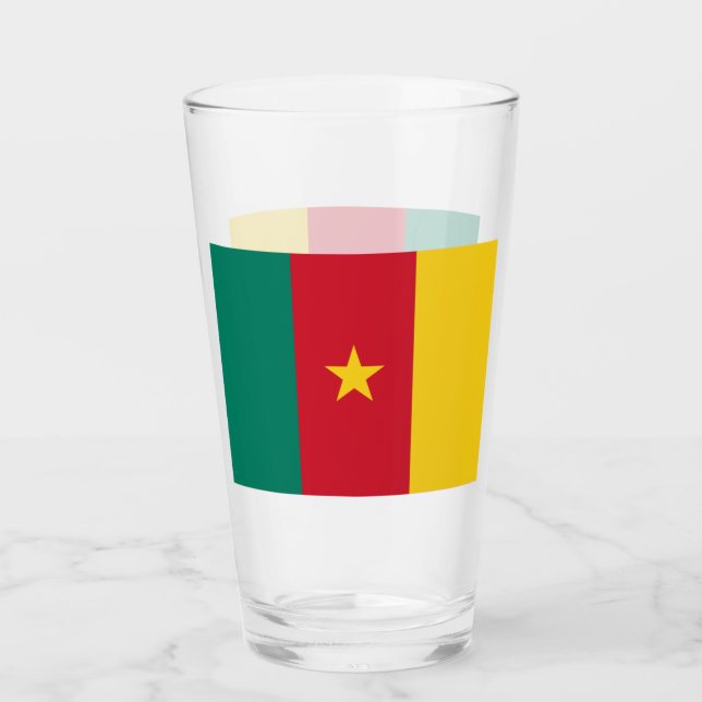 Patriotic glass cup with flag of Cameroon (Front)