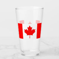 Patriotic glass cup with flag of Canada