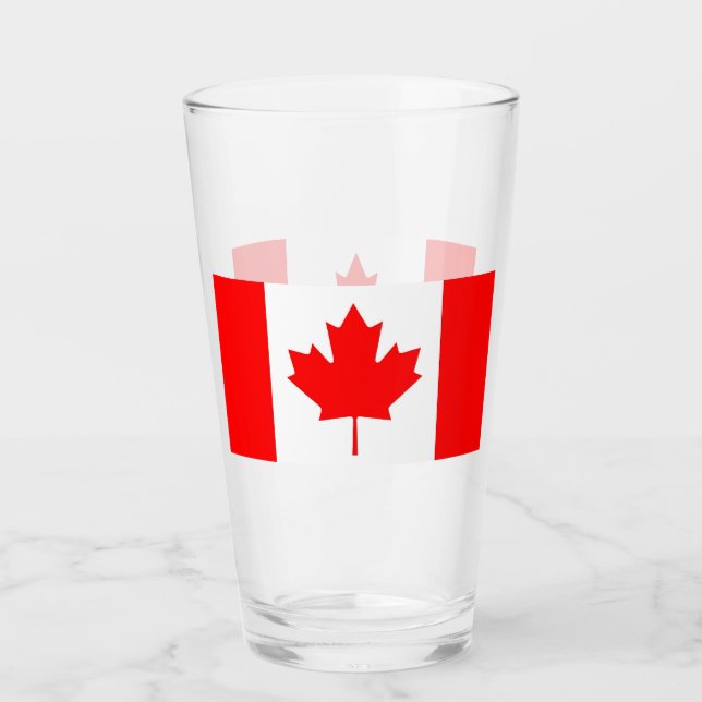 Patriotic glass cup with flag of Canada (Front)