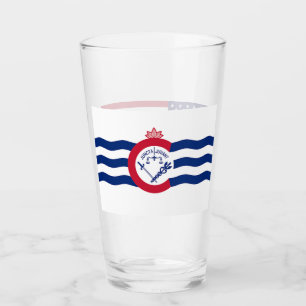 Patriotic glass cup with flag of Cincinnati