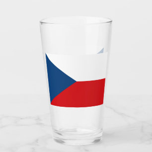 Patriotic glass cup with flag of Czechia
