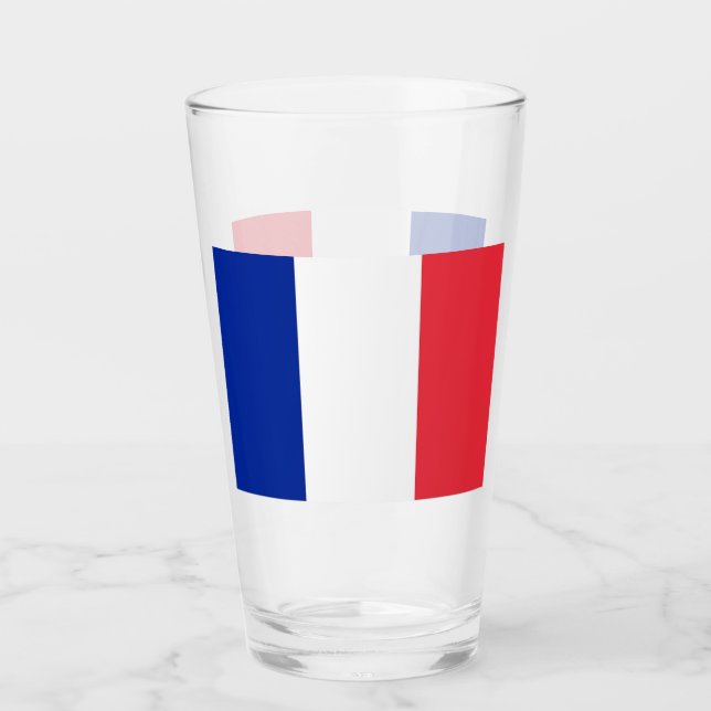 Patriotic glass cup with flag of France (Front)