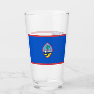 Patriotic glass cup with flag of Guam