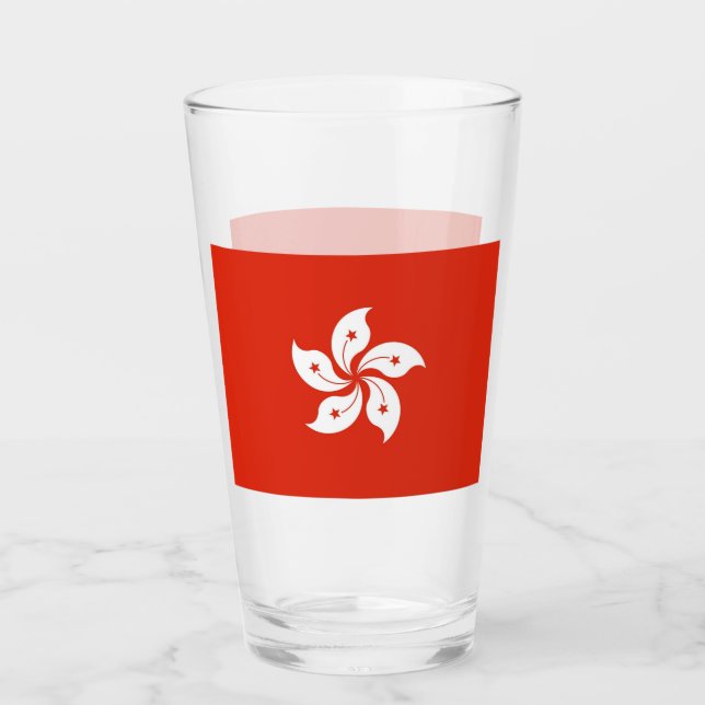 Patriotic glass cup with flag of Hong Kong (Front)