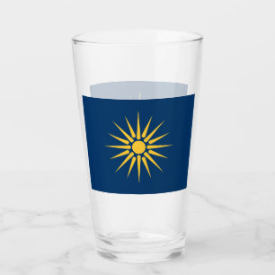 Patriotic glass cup with flag of Macedonia, Greece