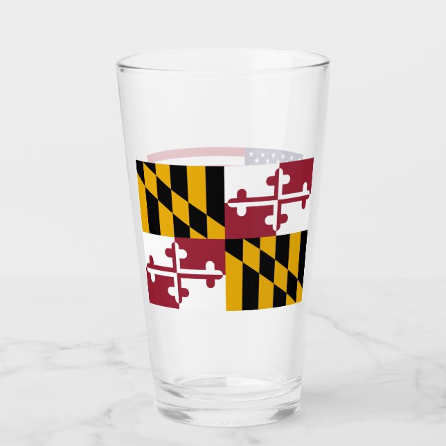Patriotic glass cup with flag of Maryland (Front)