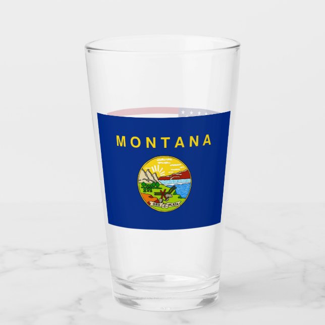 Patriotic glass cup with flag of Montana (Front)