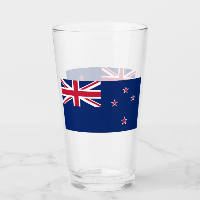 Patriotic glass cup with flag of New Zealand (Front)