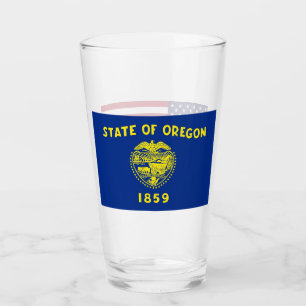 Patriotic glass cup with flag of Oregon