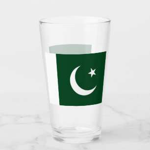 Patriotic glass cup with flag of Pakistan