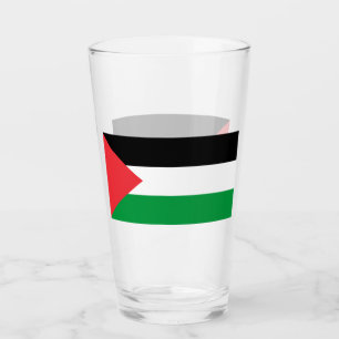 Patriotic glass cup with flag of Palestine