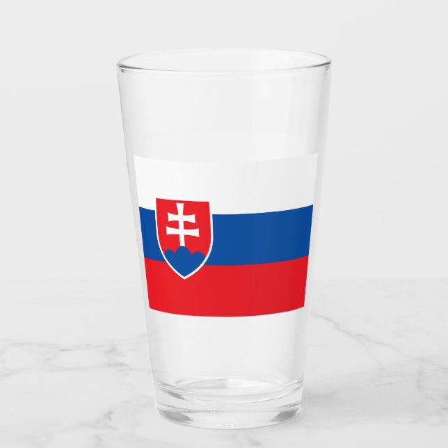 Patriotic glass cup with flag of Slovakia (Front)