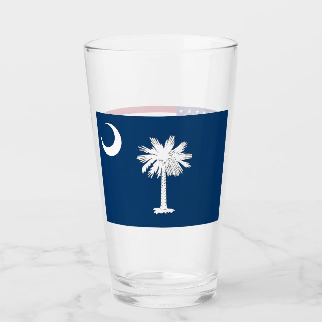 Patriotic glass cup with flag of South Carolina (Front)