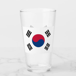 Patriotic glass cup with flag of South Korea