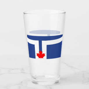 Patriotic glass cup with flag of Toronto, Canada