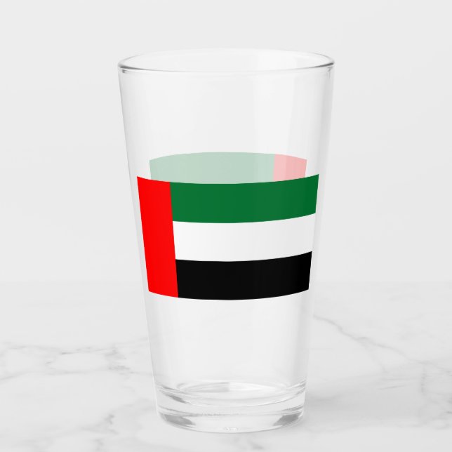 Patriotic glass cup with flag of UAE (Front)