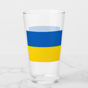 Patriotic glass cup with flag of Ukraine