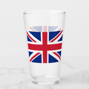 Patriotic glass cup with flag of United Kingdom