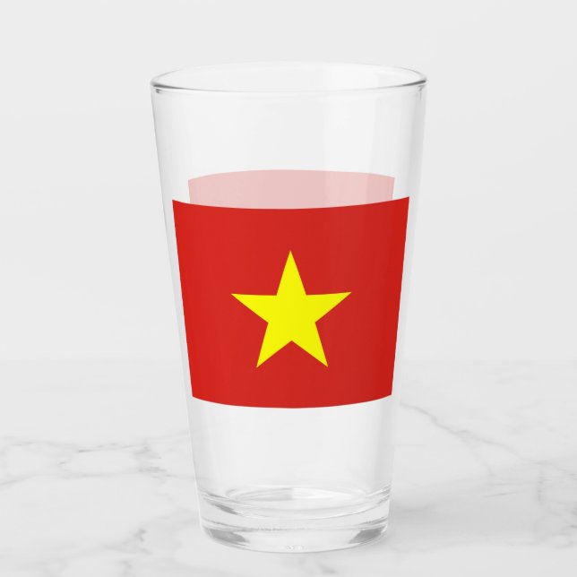 Patriotic glass cup with flag of Vietnam (Front)