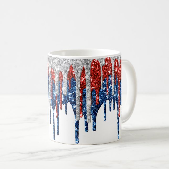 Patriotic Glitter Drips Coffee Mug (Front Right)