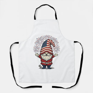 Patriotic Gnome Fireworks Vintage Vector Design_1 Apron