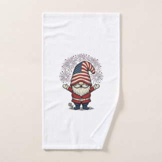 Patriotic Gnome Fireworks Vintage Vector Design_1 Hand Towel