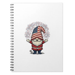 Patriotic Gnome Fireworks Vintage Vector Design_1 Notebook
