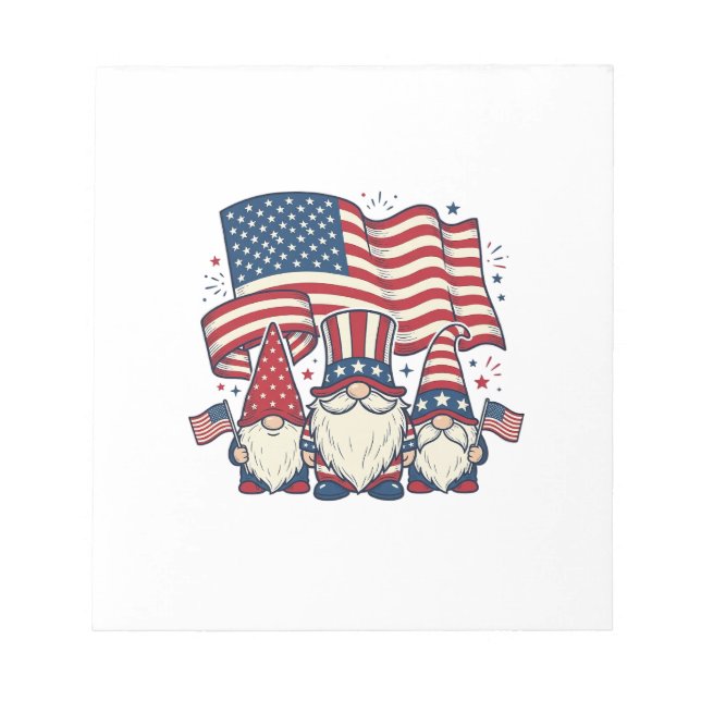 Patriotic Gnome Flag Vintage Engraving Design_1 Notepad (Front)