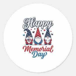 Patriotic Gnome Happy Memorial Day Vintage Shirt D Classic Round Sticker