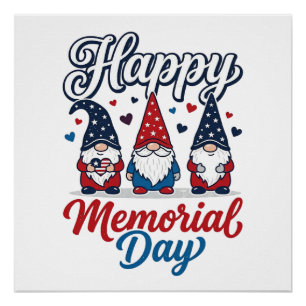 Patriotic Gnome Happy Memorial Day Vintage Shirt D Poster