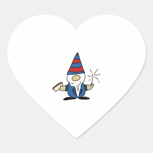Patriotic gnome   heart sticker (Front)