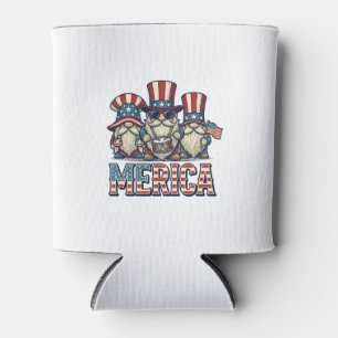 Patriotic Gnome Merica Vintage Vector Design_1 Can Cooler
