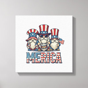 Patriotic Gnome Merica Vintage Vector Design_1 Canvas Print