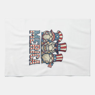 Patriotic Gnome Merica Vintage Vector Design_1 Kitchen Towel