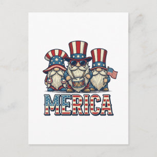 Patriotic Gnome Merica Vintage Vector Design_1 Postcard