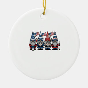 Patriotic Gnome Nurse Vector Vintage Engraving Des Ceramic Ornament