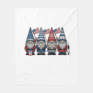 Patriotic Gnome Nurse Vector Vintage Engraving Des Fleece Blanket