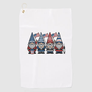 Patriotic Gnome Nurse Vector Vintage Engraving Des Golf Towel