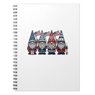Patriotic Gnome Nurse Vector Vintage Engraving Des Notebook