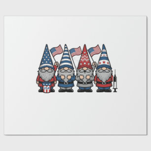 Patriotic Gnome Nurse Vector Vintage Engraving Des Wrapping Paper