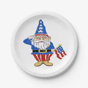Patriotic Gnome Paper Plate