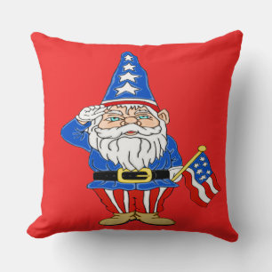 Patriotic Gnome Throw Pillow