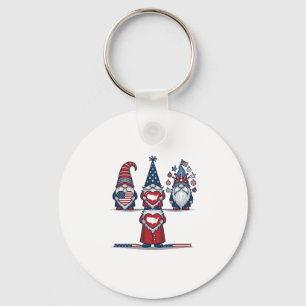 Patriotic Gnome Trio Vintage Vector Design_1 Keychain
