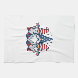 Patriotic Gnome Trio Vintage Vector Design_1 Kitchen Towel