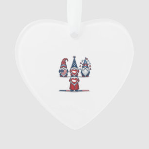 Patriotic Gnome Trio Vintage Vector Design_1 Ornament