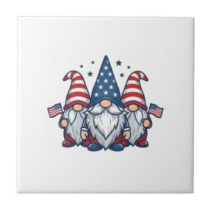 Patriotic Gnome Trio Vintage Vector Design_1 Tile