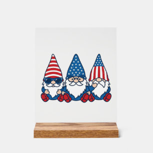 Patriotic Gnome Trio Vintage Vector Shirt Design_1 Acrylic Sign