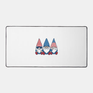 Patriotic Gnome Trio Vintage Vector Shirt Design_1 Desk Mat