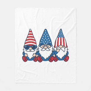 Patriotic Gnome Trio Vintage Vector Shirt Design_1 Fleece Blanket