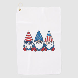 Patriotic Gnome Trio Vintage Vector Shirt Design_1 Golf Towel